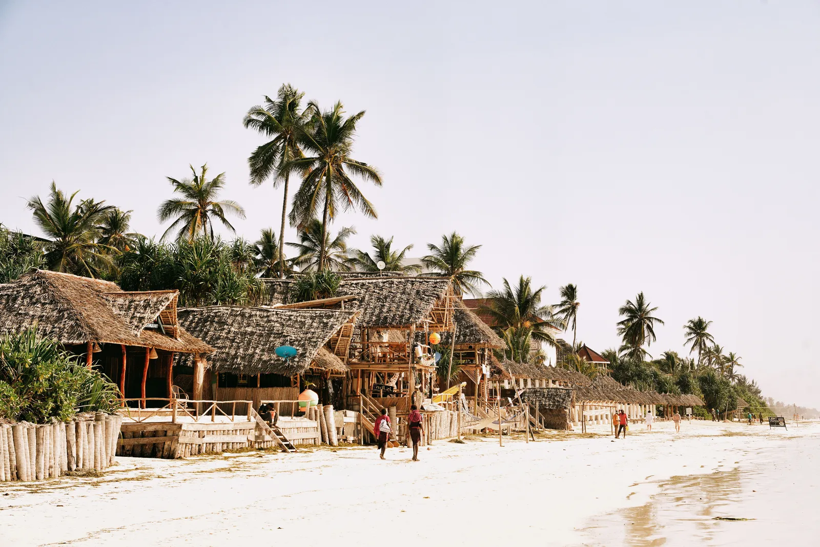Palms and beachfront lodges on the Zanzibar coast