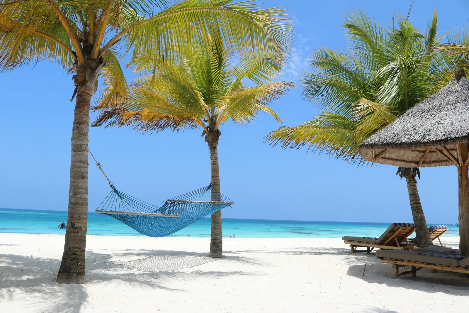 A hammock slung between two palms over Kendwa beach